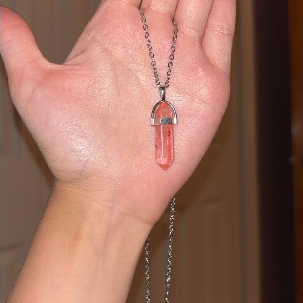 Handmade strawberry quartz necklace